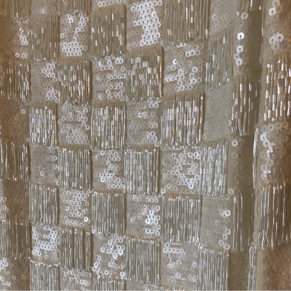 ERIN BY ERIN FETHERSTON Ivory Beaded & Sequins Checkered Dress Size 2 *FLAW* - Picture 5 of 10